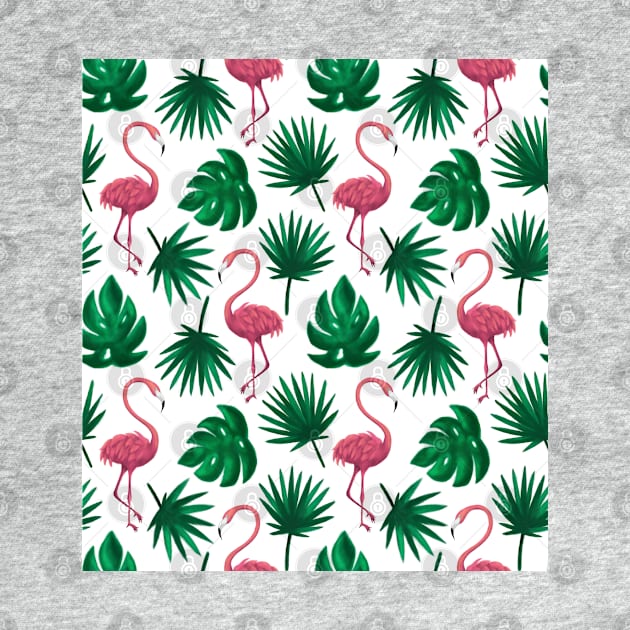 Flamingo Tropical Leaf Seamless Pattern by RubyCollection